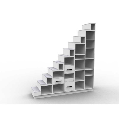 Meuble escalier cube bibliothèque mezzanine, modèle Longo